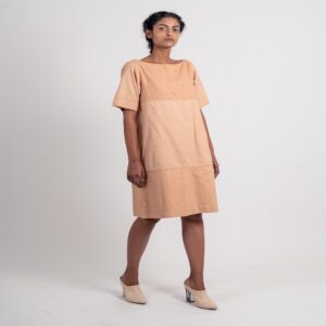 HALF TEXTURED HALF PLAIN DRESS