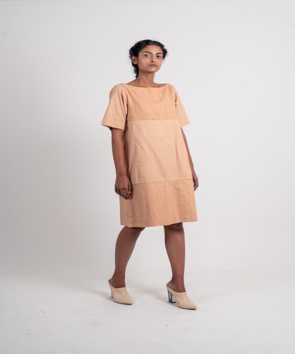 HALF TEXTURED HALF PLAIN DRESS