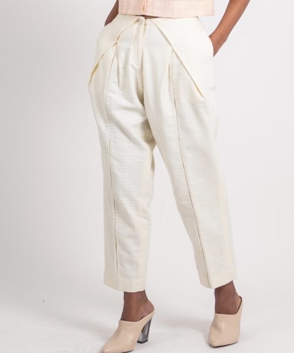 TEXTURED OVERLAP PLEATED PANT - Image 2
