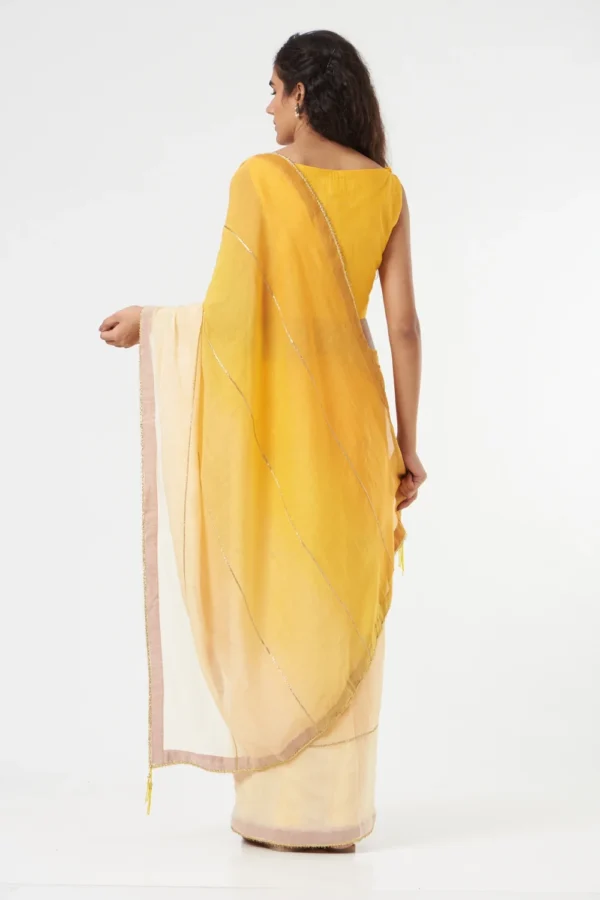YELLOW OMBRE SAREE + PETICOT