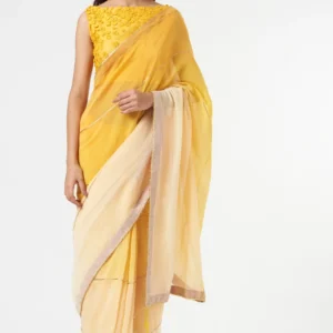 YELLOW OMBRE SAREE + PETICOT