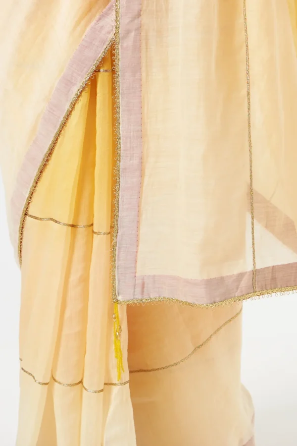YELLOW OMBRE SAREE + PETICOT