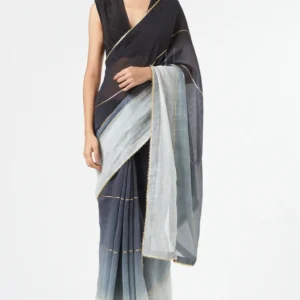 BLACK OMBRE SAREE + PETICOT