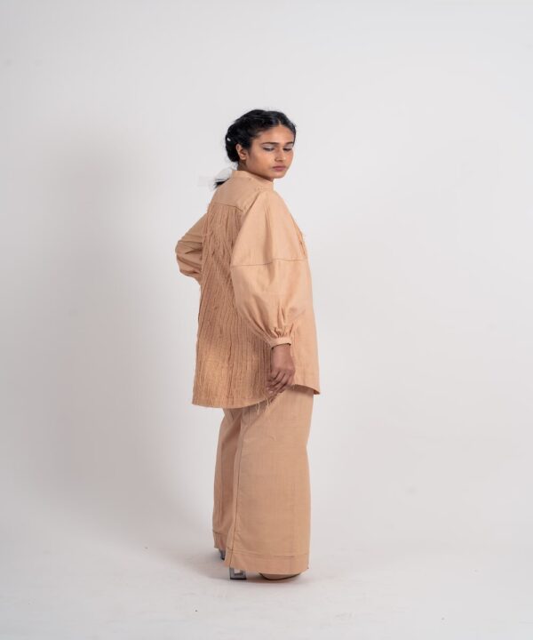 HALF STRIPED TEXTURED LONG SHIRT - Image 2