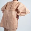 HALF STRIPED TEXTURED LONG SHIRT