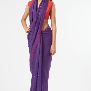 PURPLE SAREE WITH CRYSTAL DROPS + PETICOT