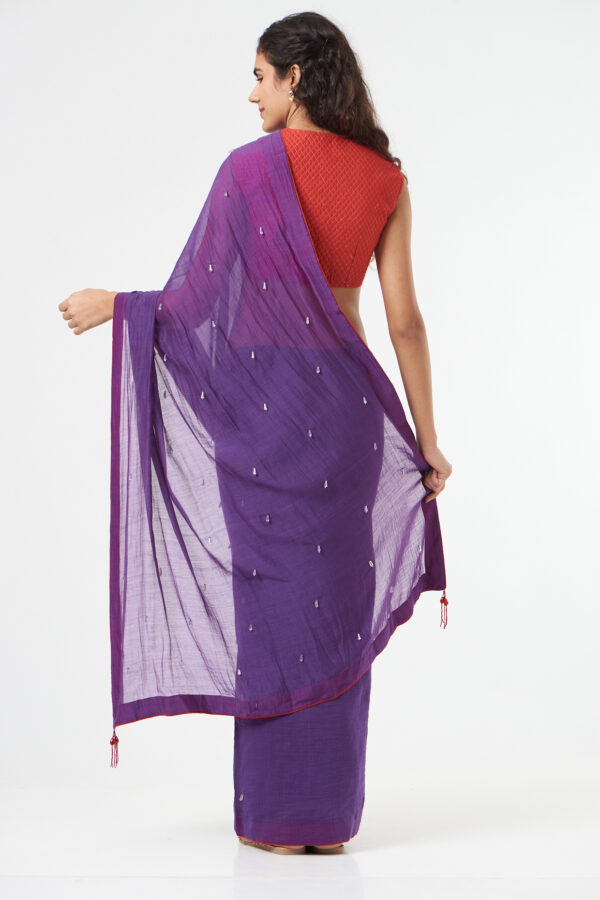 PURPLE SAREE WITH CRYSTAL DROPS + PETICOT