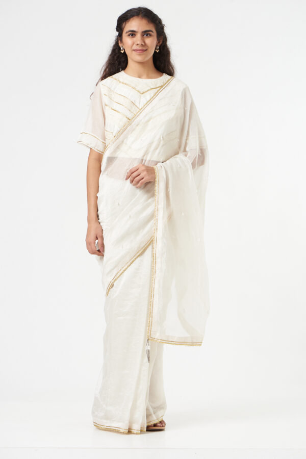 IVORY WHITE SAREE + PETICOT