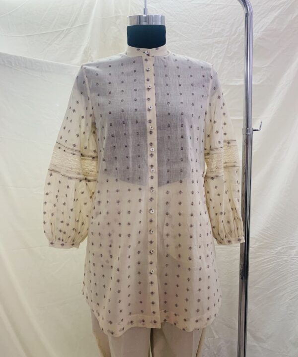 LACE PANEL SHIRT DRESS